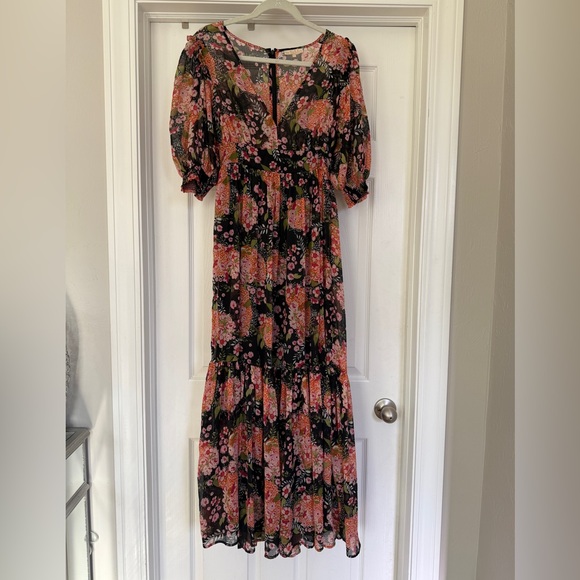 byTiMo Floral Maxi Dress Puff Sleeve Tiered Romantic - Picture 3 of 6